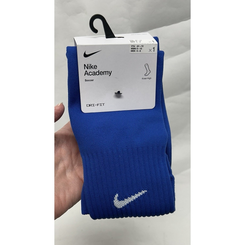 NIKE ACADEMY Blue Knee High Soccer  Sock LARGE W 6-10 M 6-8 Youth 5-7 (C7)